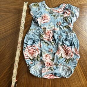 Posh Peanut Blue Floral Bamboo Baby Bubble/Romper.